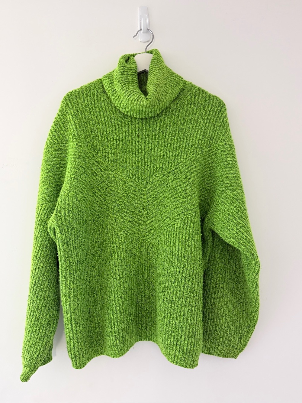 Christopher John Rogers Bright Lime Green Turtleneck Sweater
